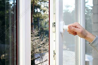 Hand open plastic window