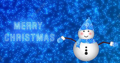 Merry Christmas text with snowmen.Christmas animation