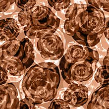 Roses abstract flowers hand drawn earth tones seamless pattern.