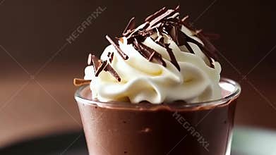 Dark Chocolate Mousse with Whipped Cream and Shavings