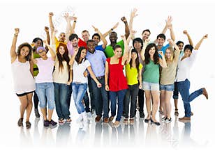 Diverse Group of Young People Celebrating