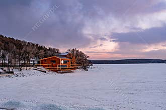 Jingyuetan National Forest Park in Changchun, China in winter