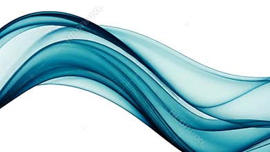 abstract turquoise waves, a flowing transparent and airy design against a crisp white backdrop