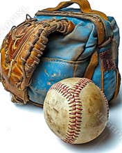 Fantasy baseball team analyzer showcasing worn glove and weathered ball in sports-themed setup