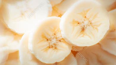 Fresh slices of bananas arranged neatly showcase their creamy texture
