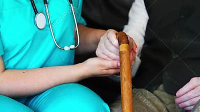 Nurse giving care to a senior man