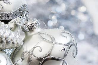 Ivory and Silver Christmas Ornaments