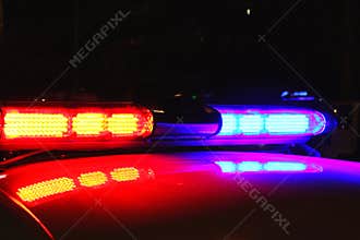 Police lights by night