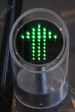 Arrow on Automatic escalator for public tranportation