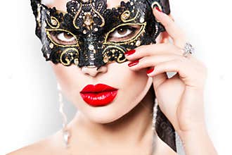 woman wearing carnival mask