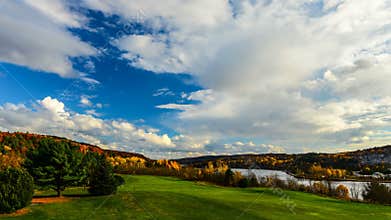 Golf Course Autumn Colors & Clouds
