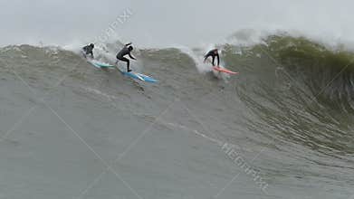 Big Wave Surfers Surfing Mavericks California