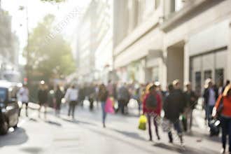 People in bokeh, street of London
