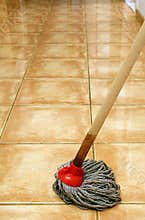 Cleaning at home with mop