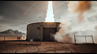Missile Launch From Underground Silo Dramatic Explosion and Smoke