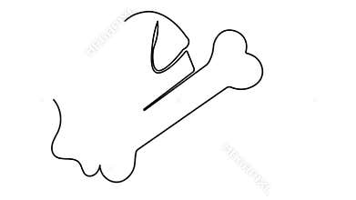 Dog bone continuous one line drawing 4k animation video in minimalist abstract style