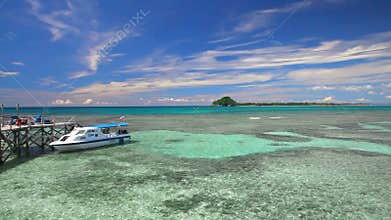 Panning shot of tropical paradise