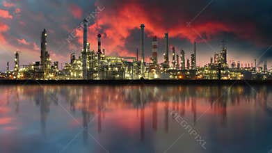 Oil refinery, time lapse