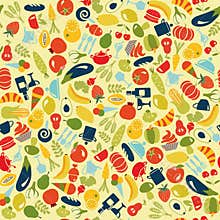 Vector food and beverages seamless background