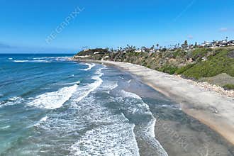Aerial drone photo of Cardiff, West Coast of California, Encinitas, United States of America
