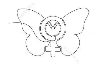 Feminine symbol butterfly single line minimalist outline vector art