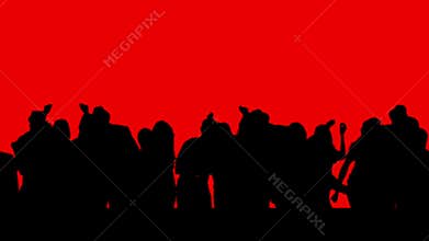 Dancing crowd on red chroma key screen