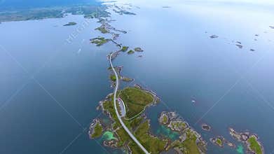 Atlantic Ocean Road Aerial footage Norway
