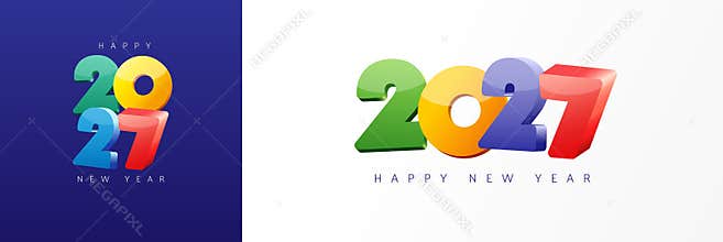 Happy New Year 2027, 3D colorful typography logo design