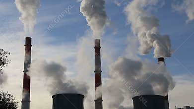 Smoke stacks at coal burning power plant
