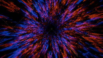 Looped background with dynamic tunnel of blue and orange energy patterns in warp speed portal style
