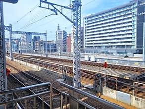 Train tracks in Fukuoka, Japan