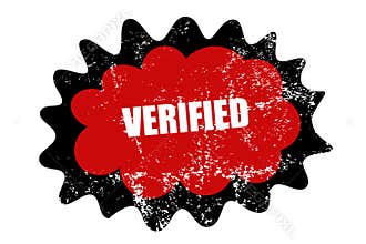 Red Verified Seal Stamp with Grunge Texture on White Background
