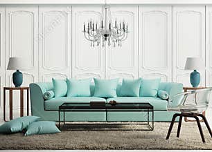 Light green elegant baroque living room