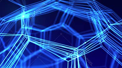 Underwater fantasy tunnel of cell structure. Abstract scientific animation