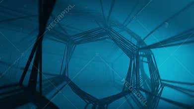 Underwater Fantasy web tunnel. Abstract 3d animation