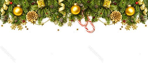 Christmas Decorations Border isolated on white background