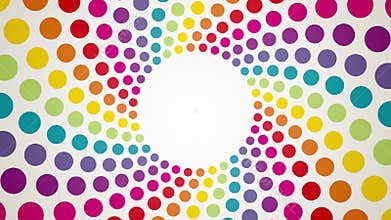 Abstract background with colorful rotating polka dots