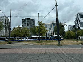 Amsterdam Tram in Zuidas Business District Amsterdam Zuid Netherlands