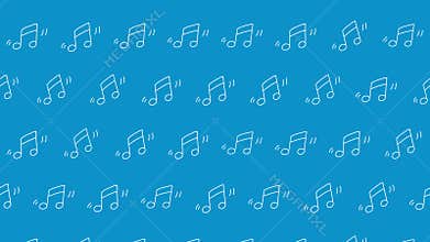 Playful Hand-drawn Musical Notes Pattern Seamless Loop Animation. Motion Background.