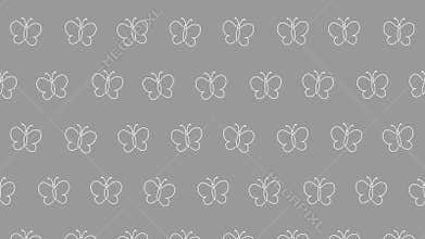 Cute Hand-drawn Butterfly Outline Repeating Seamless Loop Animation. Motion Background.