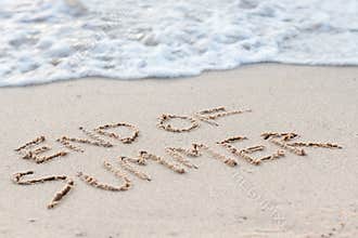Text end of summer on beach