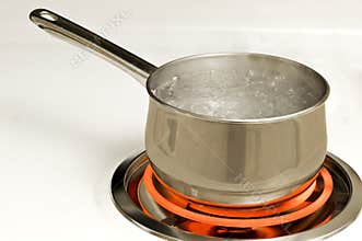 Pot Of Boiling Water On Hot Burner