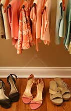 Womens spring clothing in closet