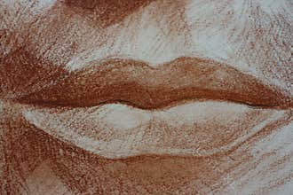 Lips drawing of a woman portrait head pastels