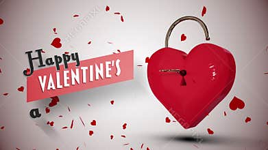 Key opening a heart lock with valentines message