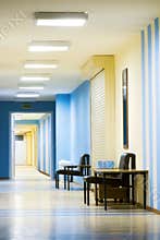 Reception in hospital with corridor