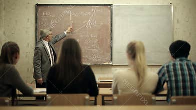 Group of students in a classroom, listening as their teacher holds a lecture
