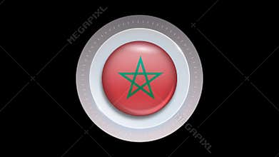 Morocco Flag Circular UI Button Target Animation for Web Interface and App Design