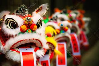 Traditional colorful chinese lion