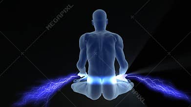 Yoga enlightenment with blue charges
